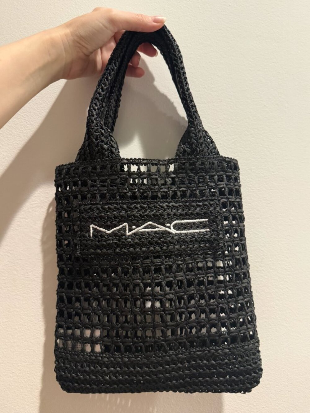 MยทAยทC Crochet Beach Tote Black Woven Cosmetic Bag